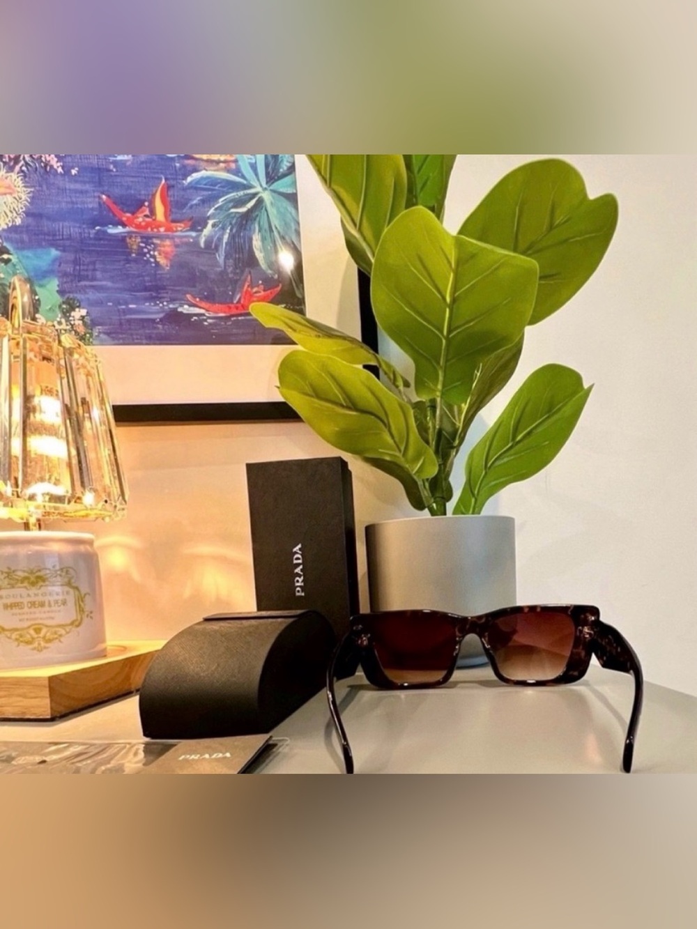 PRADA Sunglasses Honey Havana Tortoise Large Geometric Symbole Acetate PR08YS - Picture 5 of 6